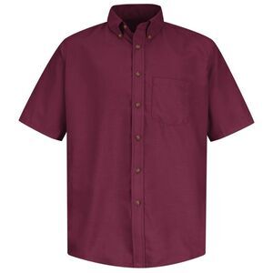 Red kap Men's Short Sleeve Poplin Dress Shirt large burgundy